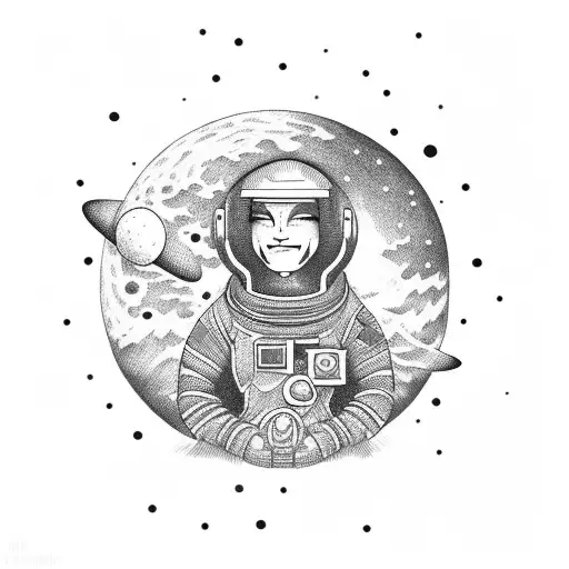 Astronaut Meditating On The Full Moon