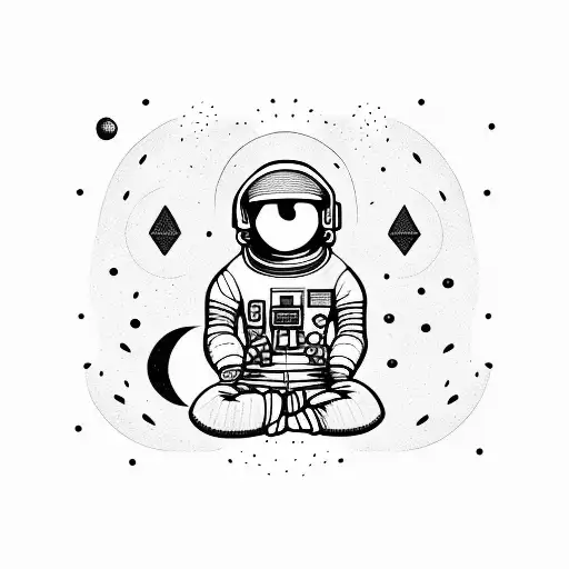 Astronaut Meditating On The Full Moon