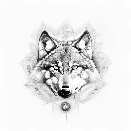 Divine And Powerfull Wolf Eyes Shining Yellow And Blue With Red Blackground