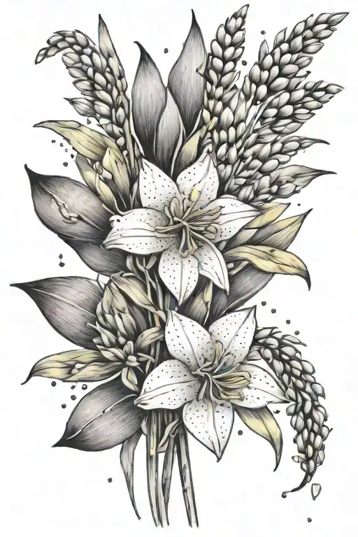 Cattails And Yellow Jasmine Flowers