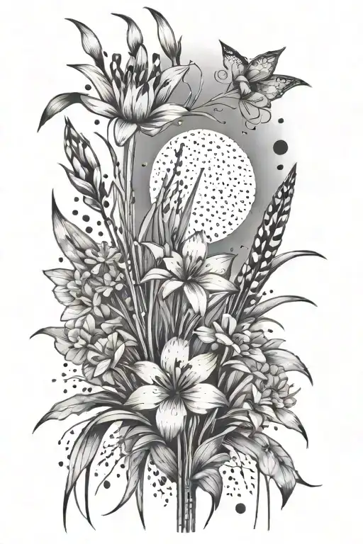 Cattails And Flowers