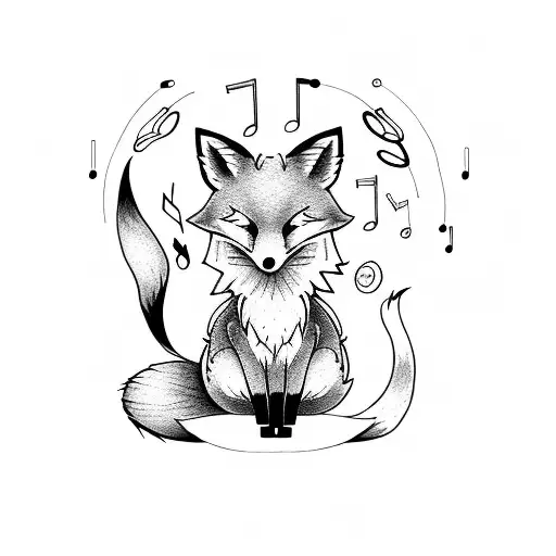 Musical Note With A Cute Little Foxy Fox