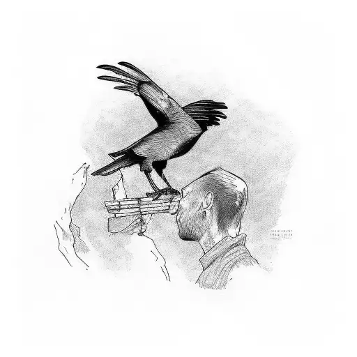 A Crow Carrying A Human Male By The Claws