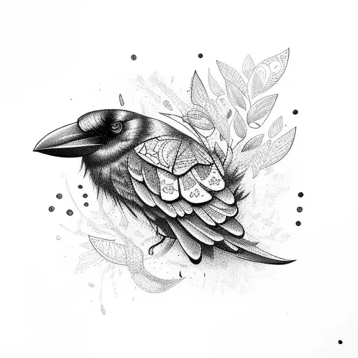 Crow With Butterflies