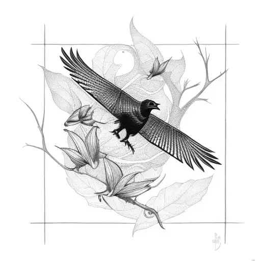 Crow With Butterflies