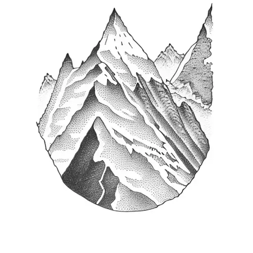 Mountain Peak And Hikers