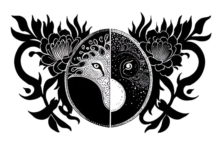 Lion Cross Of Life Flower Ying And Yang