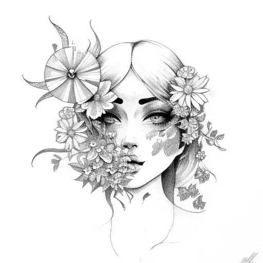 Gemini With Flowers And Nature