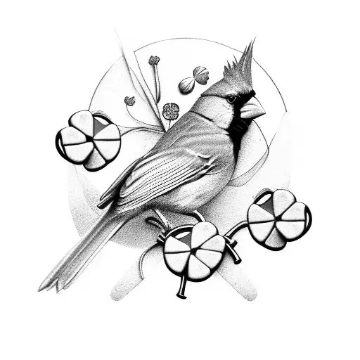 A Cardinal Holding A Four Leaf Clover In Its Beak