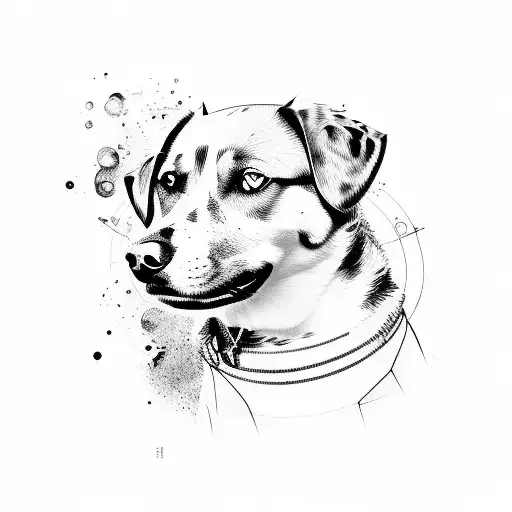 Abstract Dog Portrait In Dotwork Style