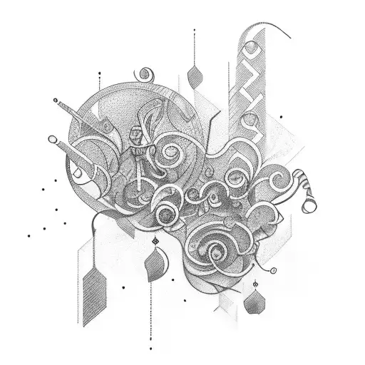 Modern Line Tattoo With Letter B And Visualisation Of Growth