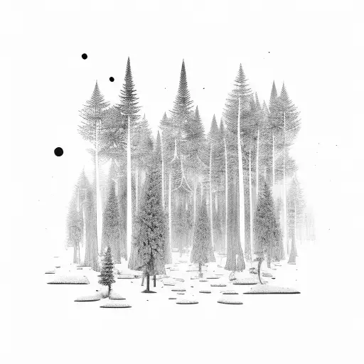 An Intricate Forest Scene With Lacrosse Sticks Subtly Incorporated