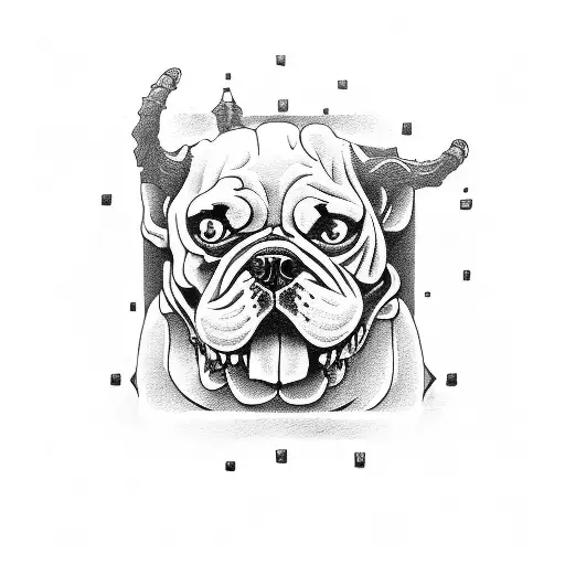 Bulldog Skeleton Barking Behind Gates Of Hell