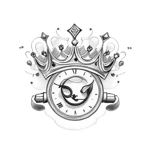 Crown With Flowers And Pocket Watch