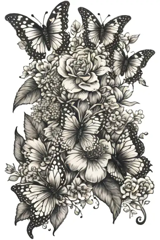 May And August Birth Flower Bouquet With Butterflies