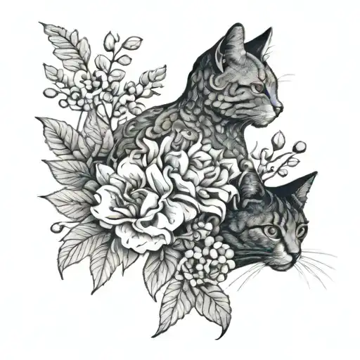 A Floral Arrangement With Hidden Cat Silhouettes