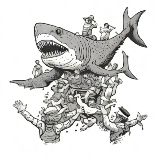 A Rock Concert Scene With A Shark Crowd-surfing In The Audience