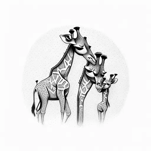 Mother And Daughter Giraffe