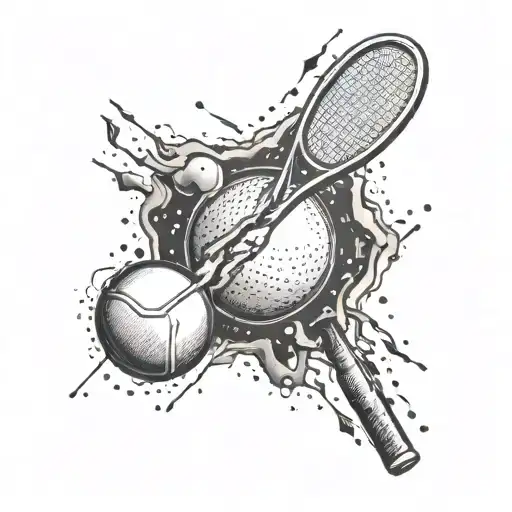 Tennis Sport Inside A Lightning Bolt With A Heart