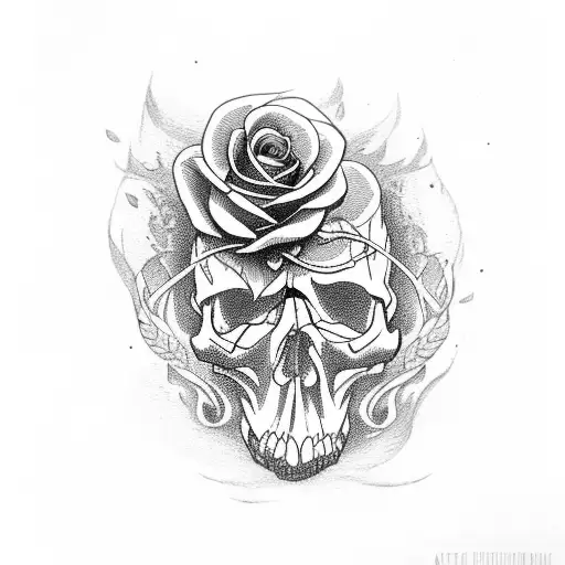 Skull With Roses And Snakd