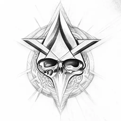 Brain With The Deathly Hallows Symbol In The Center