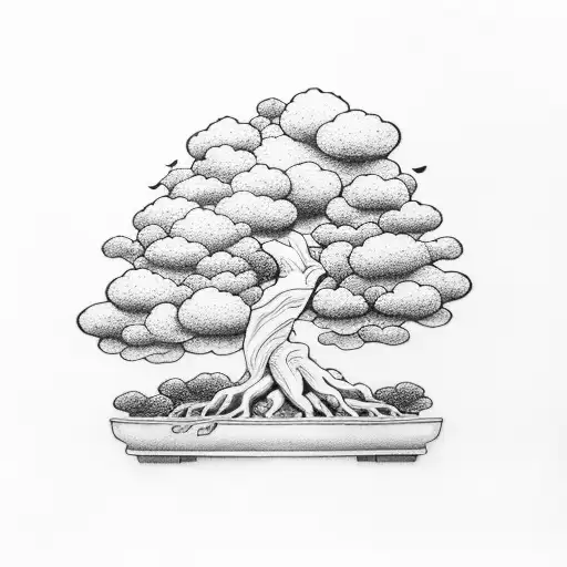 Bonsai Tree With Akazuki Clouds