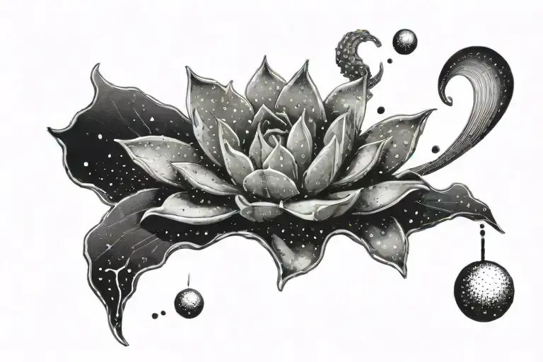 A Surreal Tattoo Of A Succulent Plant Growing Emerging From A Tear In Space