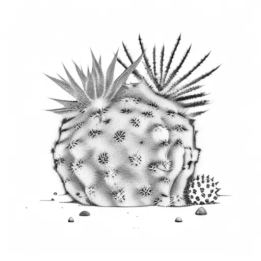 Desert With A Lone Cactus And Tumbleweed