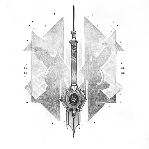 Lightsaber And Medieval Sword With A Wolf