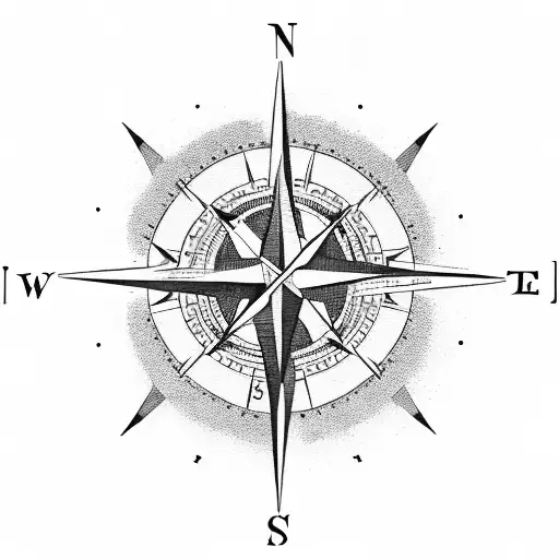 Compass Over Cornish Coast Line Sinking Ship