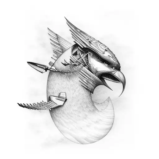 An Airplane Wing In Profile With Clouds And A Mathematical Formula Inside The Wing