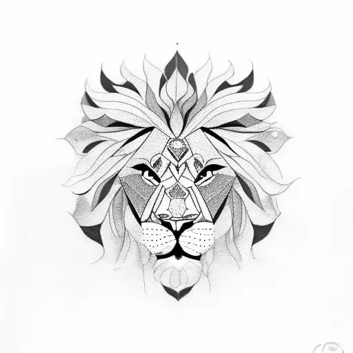 India Map Outline And Lion Inside