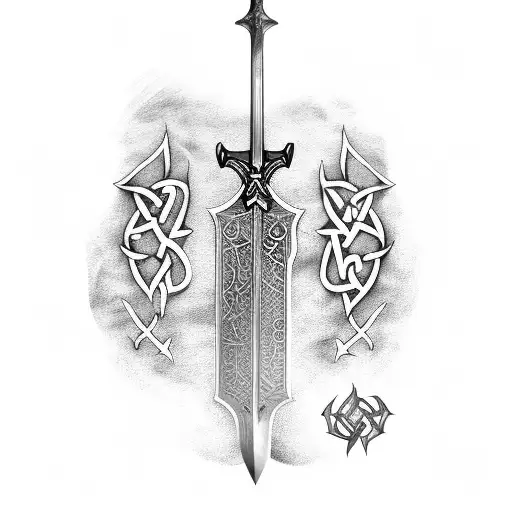 Medieval Sword With Viking Runes