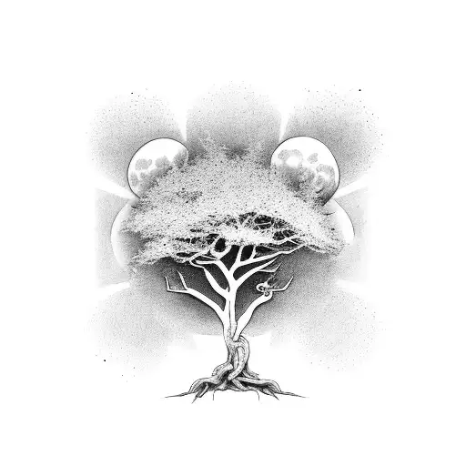 Make A Very Realstic Ooak Tree With Two Small Sparrows Flying Aboce And A Small Full Moon