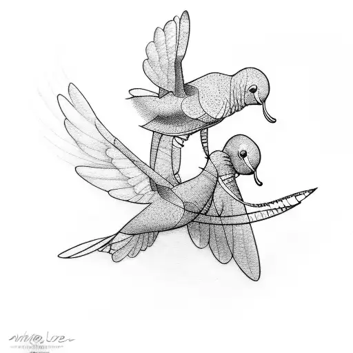 Abstract Line Drawing Dove And Prarying Mantis Line Drawing