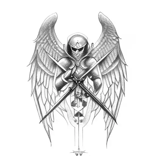 Man Angel Sword Shield