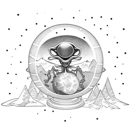 Traditional Alien In A Snow Globe