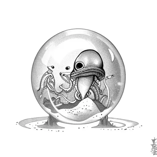 Alien In A Snow Globe Galaxy