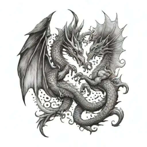 Dragon And Phoenix Trying To Reach Each Other