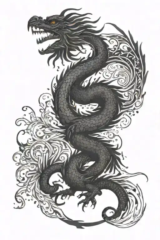 Dragon And Phoenix Trying To Reach Each Other