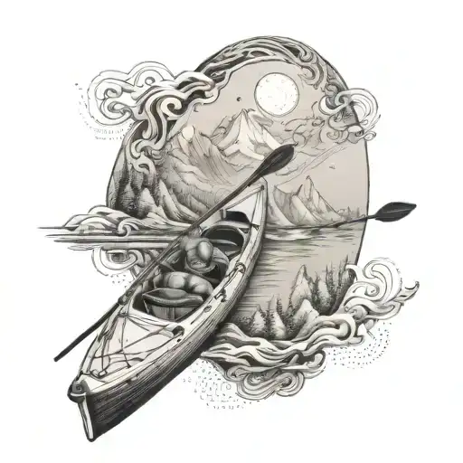 A Detailed Road Map Winding Through A Kayak Symbolizing The Journey Of Life Tattoo