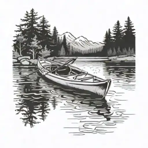 A Chill Scene Of A Kayak Floating On A Tranquil Lake Surrounded By Nature