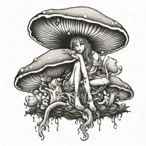 Fairy Lying On A Mushroom