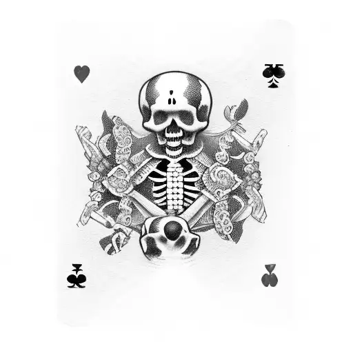 Skeleton Holding 2 Playing Cards