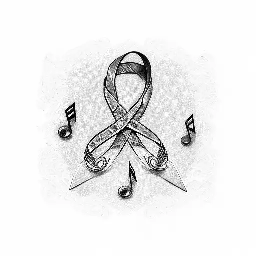 Cancer Ribbon Made With Musical Notes