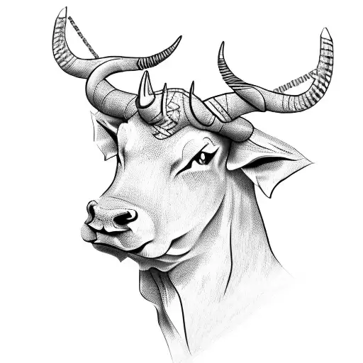 Bull Horns With Labrys With Stars With Crete Pattern