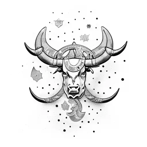 Bull Horns With Labrys With Stars With Crete Pattern