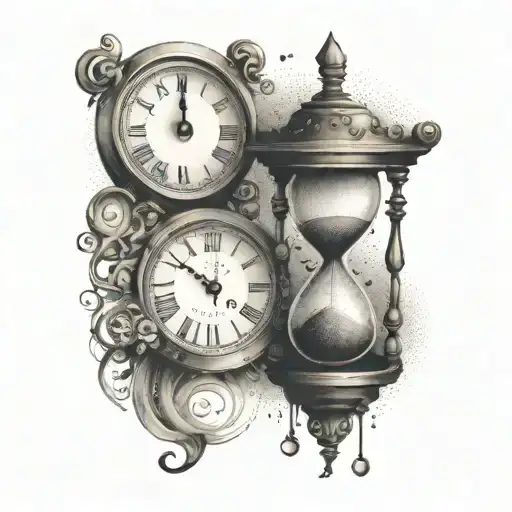 Clock With Hourglass