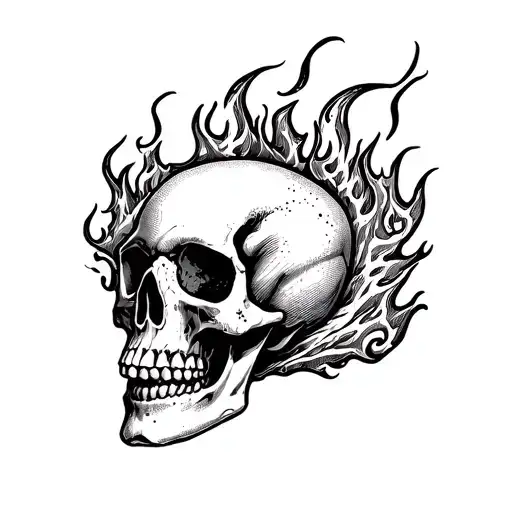 Skull And Fire Flames