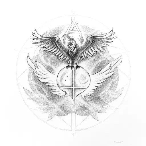 Phoenix With Pentagram Background